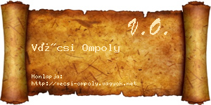 Vécsi Ompoly névjegykártya